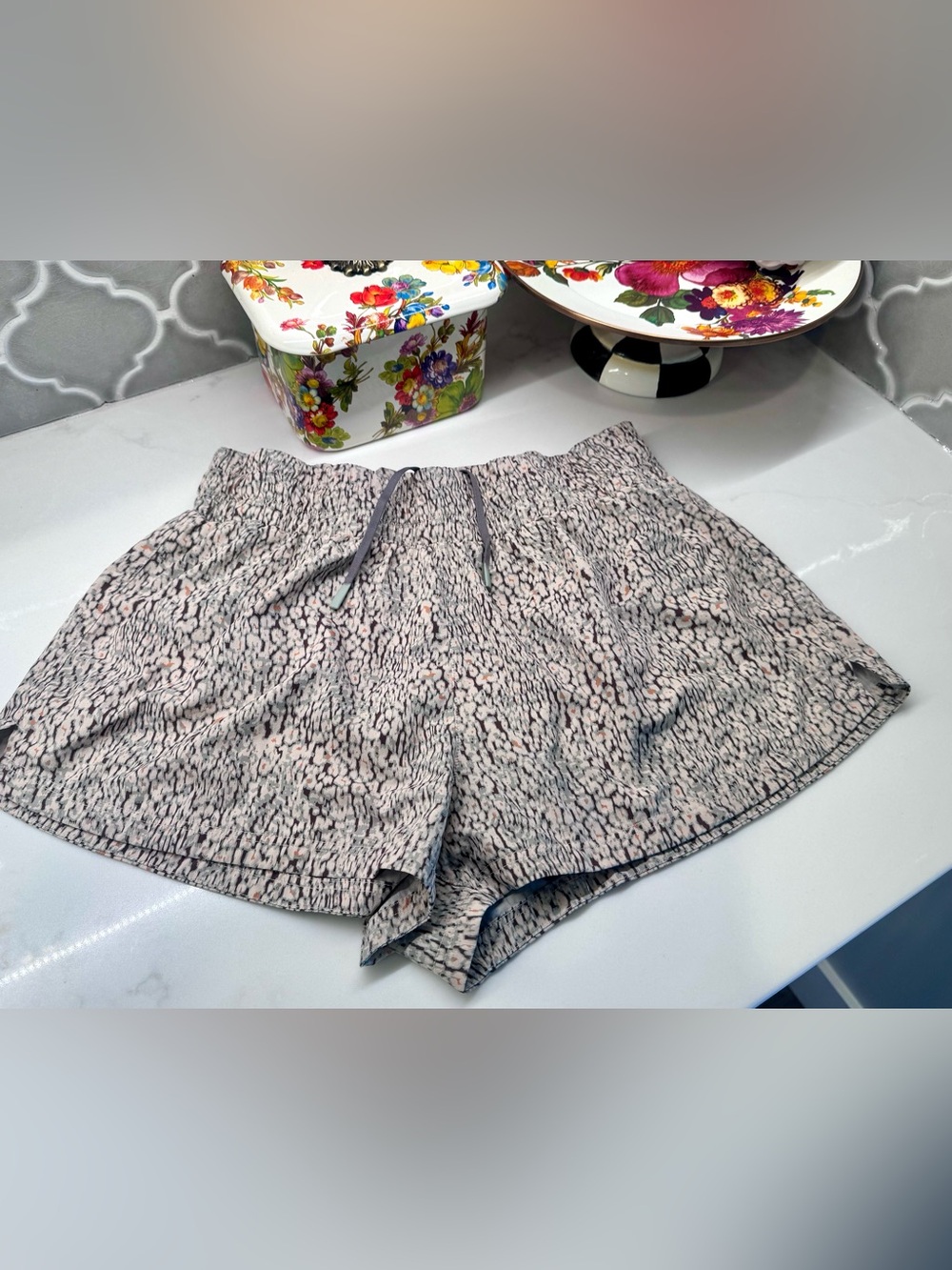 Varley Printed Running Shorts Lined Drawstring Waist Women’s Large